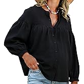MARI GABRIEL Womens Maternity Button Down Work Shirts Nursing Blouses Business Pleated Lantern Sleeve Pregnancy Office Tops