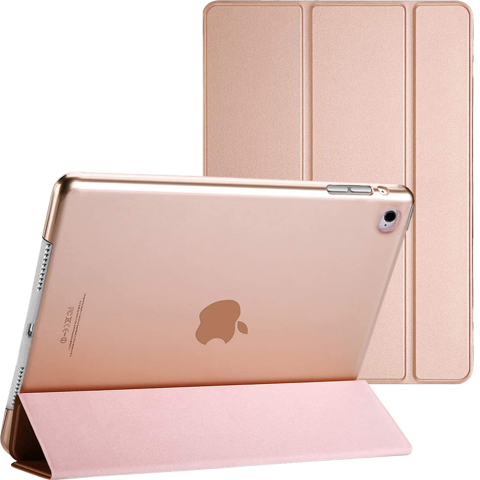 For Apple iPad 9.7 2018 6th Gen A1954 A1893 Smart Case with Automatic Magnetic Wake/Sleep (Rose Gold)