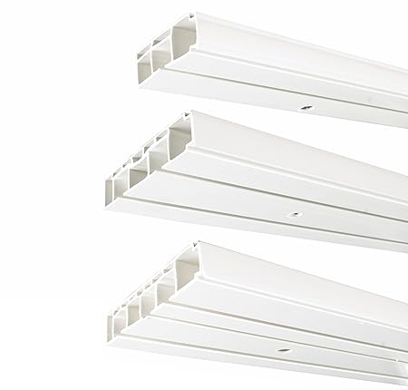 way2way 250cm/2-läufig | Kunststoff Gardinenschiene Vorhangschiene, (1-/2-/3-läufig, Kunststoff, weiss)