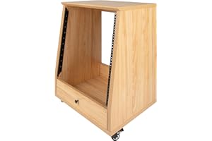 Gator Frameworks Elite Furniture Series 12U Angled Studio Rack with Locking Casters, Natural Maple Finish (GFW-ELITESTUDIORK12-MPL)