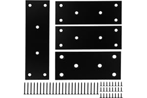 4 PC Flat Straight Metal Brace Brackets,Savener Stainless Steel Mending Bracket Plate Metal Shelf Support Fixing Joining Plate for Furniture,Wood,Shelves,Cabinet with Screws Black (48x169mm/1.9x6.7'')