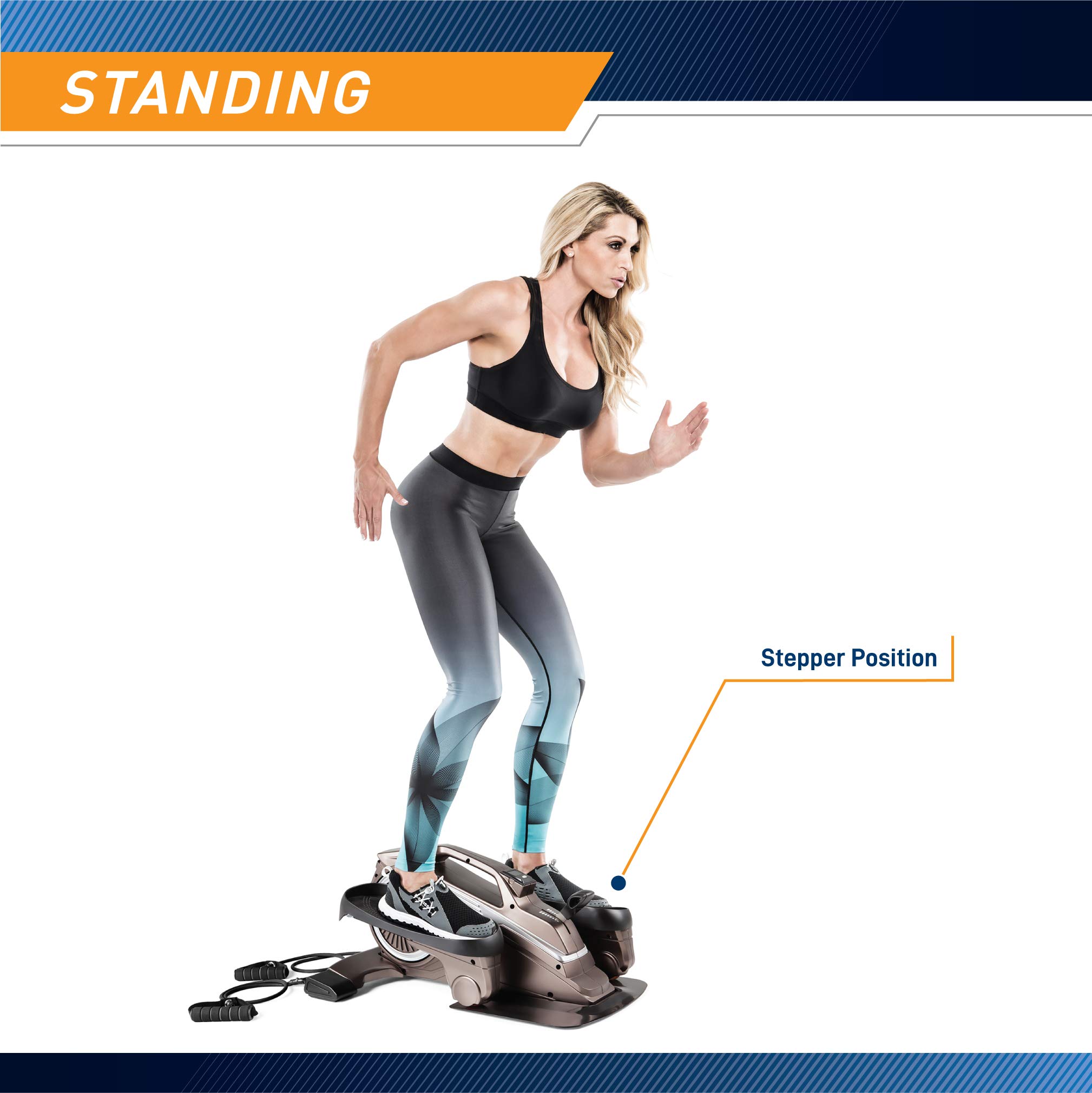 Marcy Bionic Body Magnetic Tension Under-Desk Elliptical Mini Stepper Trainer with Resistance Tubes NS-1009, One Size