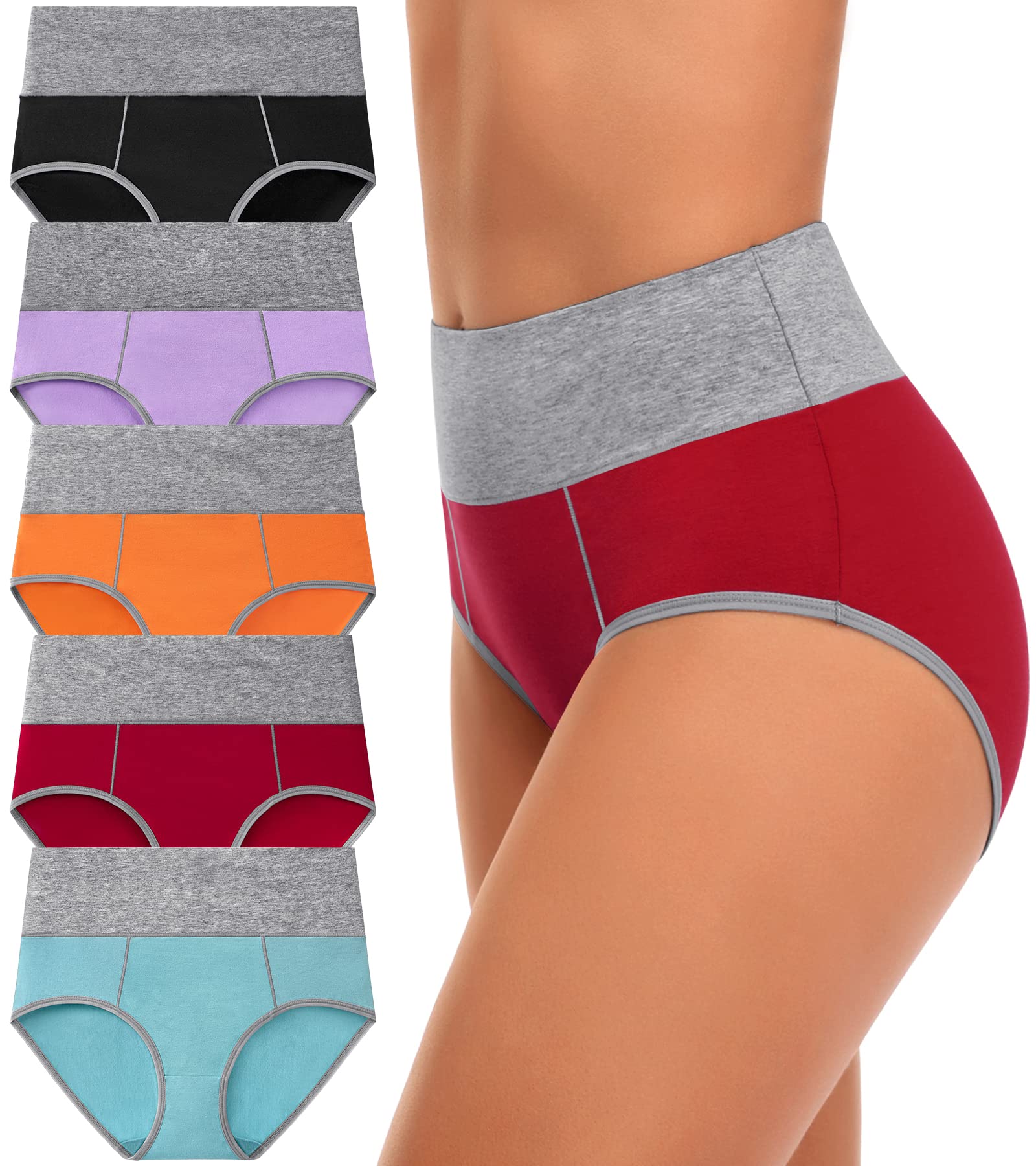 thumbnail image 2 of High Waisted Underwear Women CULAYII Tummy Control Underwear For Women High Waisted Cotton Underwear Itsebitse Underwear Women 2 of 12