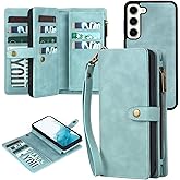 TwoHead for Samsung Galaxy S22 Plus /S22+ Wallet Case with Card Holder & Detachable Magnetic Phone Case, Leather All-Round Protection Wallet Phone Case,6.6in,Blue