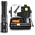 WINDFIRE Rechargeable Flashlight High Lumens, Super Bright Handheld Flashlight with COB Side Light and 7 Modes, Waterproof, Powerful LED Flashlights with Holster for Emergency Camping Gift