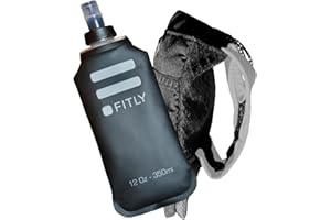 FITLY Running Handheld Water Bottle 12 oz Soft Flask - Hand Water Bottle For Runners, Hiking, Skiing & Outdoor Activity - Fits F2, F2, F3 & F4 Collapsible Flask - Hydration Holder with Pocket