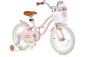 OLAKIDS Kids Bike, 12 14 16 18 Inch Toddlers Bike with Removable Training Wheels Basket, Safety Bell, Adjustable Seat Handleb