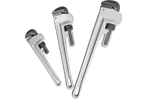 HFS(R) 3-Piece Heavy Duty Aluminum Straight Pipe Wrench Set, 10", 14", 18", Adjustable Plumbing Wrench Set, Drop Forged