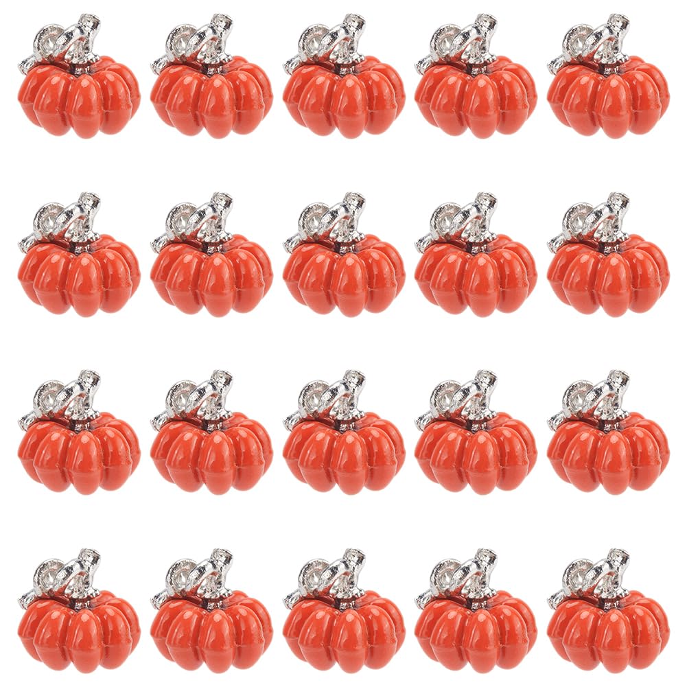 SUNNYCLUE 1 Box 24Pcs Pumpkin Charm Halloween Enamel Charms Bulk Metal Alloy Orange Plated Pumpkins Fall Autumn Thanksgiving Ornaments 3D Charm for Jewellery Making Charms Earring Crafts Accessories