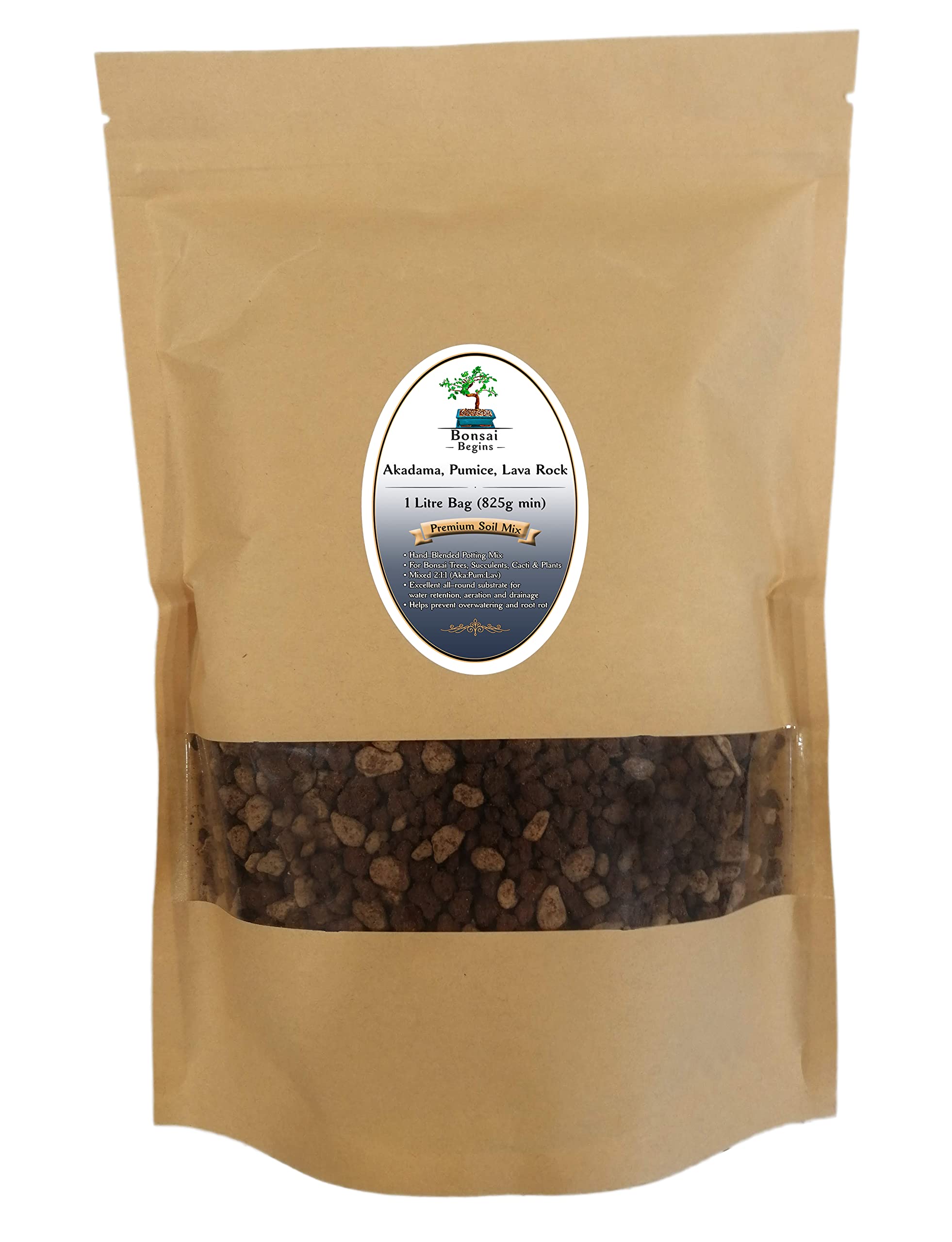 Bonsai Begins Bonsai Soil - Akadama, Pumice, Lava Rock - 1 Litre Premium Bag for Repotting and Growing