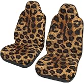 MAGIFUN Leopard Print Seat Covers Brown Cheetah Car Accessories Universial Fit Bucket Seats Covers for SUV Truck Vans Sedans Front Seat Only Seat Protector Washable Polyester Seat Cushion