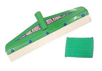 Kotak Sales Wiper Sweeper Broom Dust Hair Bathroom Floor Water Cleaning Plastic Rubber Mop Head Cleaner 40cm Wide with Free Scrubber Green