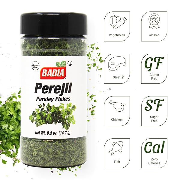 BADIA PARSLEY FLAKES, 0.5 OZ – FRESH HERBAL FLAVOR & COLOR FOR SOUPS, SAUCES, PASTA & EVERYDAY COOKING
