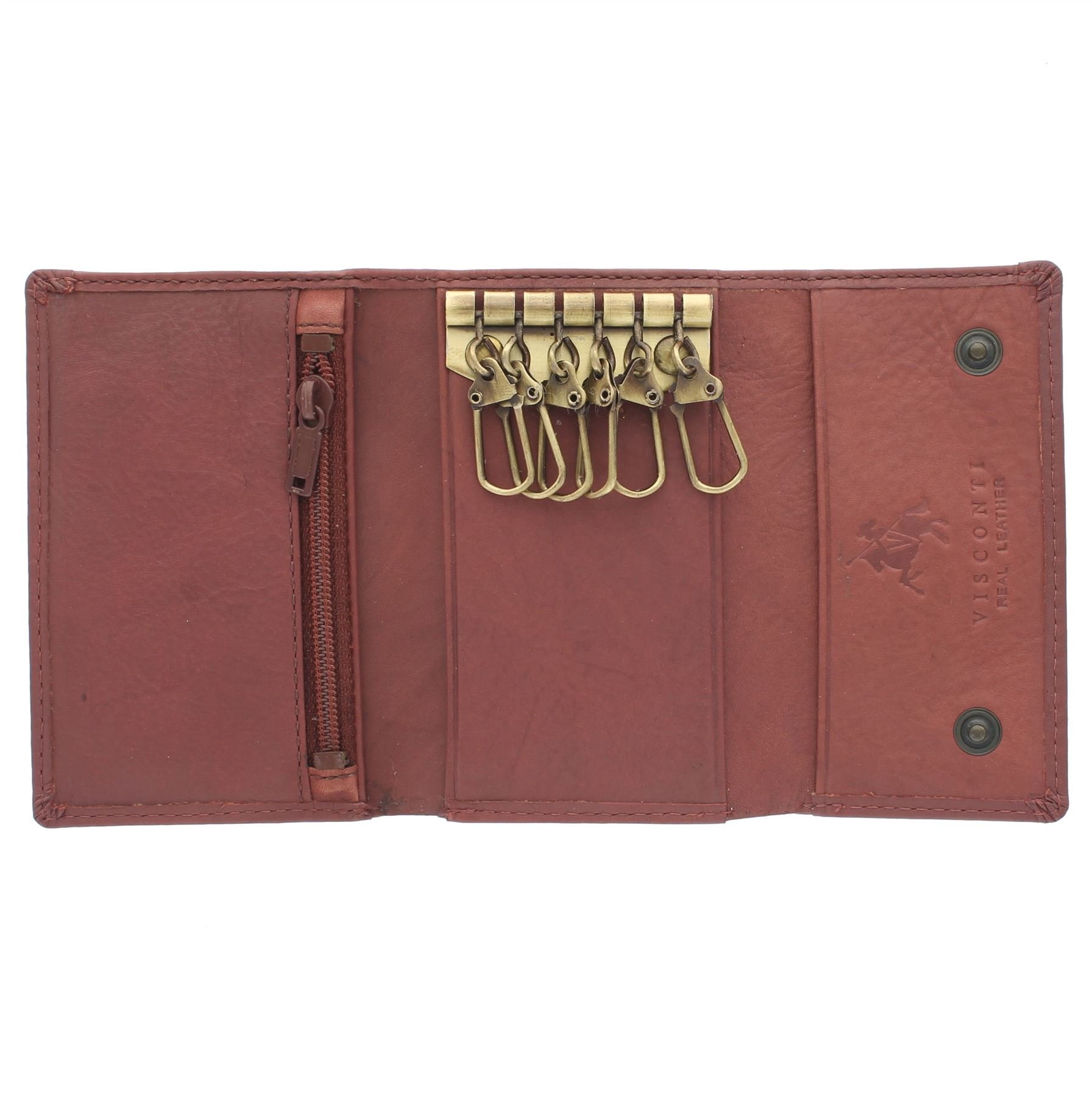 Visconti Compact Leather Keycase Wallet 1178 Brown
