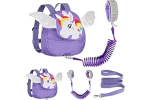 Accmor Toddler Harness Backpack Leash, Cute Unicorn Backpack with Kids Anti-Lost Wrist Link, Mini Child Schoolbag with Wristband Tether Strap and Protection Belt for Baby Girls (Purple)