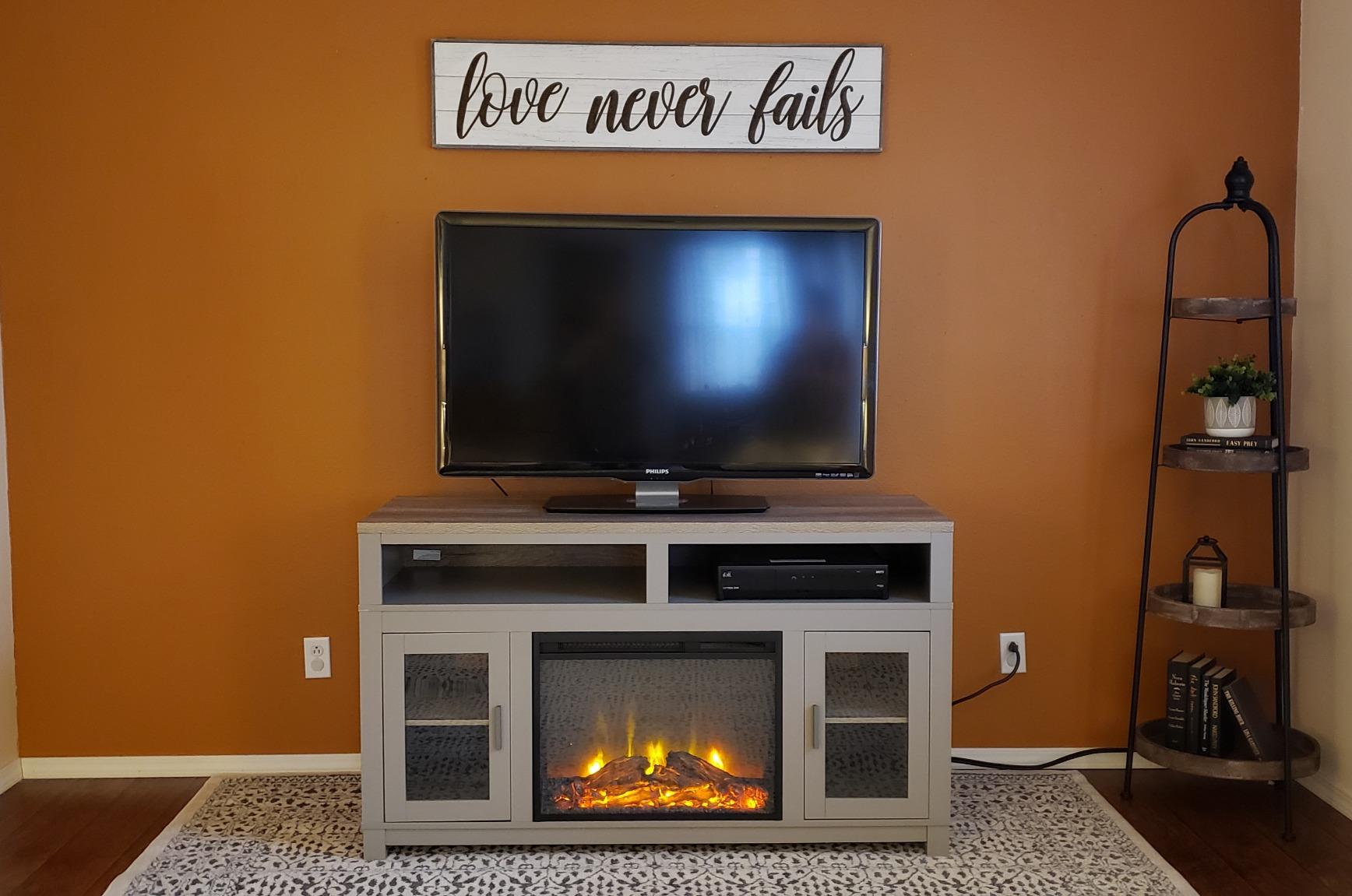 11/mo Finance Ameriwood Home Carver Electric Fireplace TV Stand for
