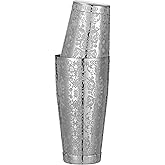 Stainless Steel Boston Shaker with Etched Pattern Weighted Shaking Tin Set (Spirit Silver)