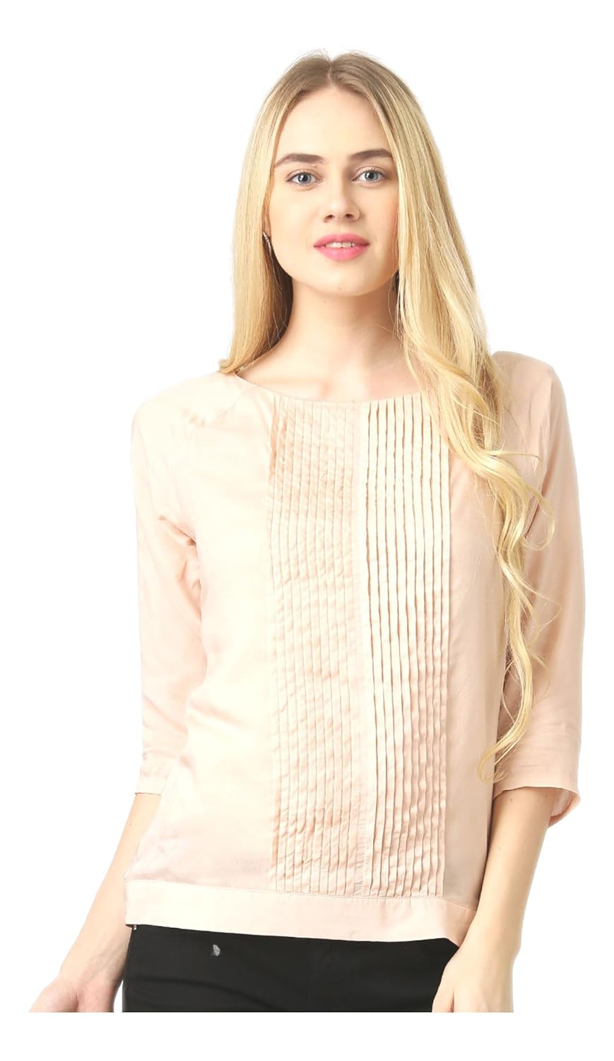 marie claire peach-coloured tuck detail top (mc10064)