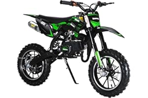 feneihe 50CC Dirt Bike, 2-Stroke Kids Dirt Bike with 10-Inch Off-Rode Tire, Mini Bike with Front and Rear Disc Brake, Up to 25 Mph, Mini Bikes for Kids 8-14 Weight Support Up to 330 LBS Green