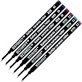 Schmidt 888 M Safety Ceramic Rollerball Refill - Black, Blue, Red, Violet, Turquoise & Magenta Ink (Medium Tip 0.7mm) - Pack of 6