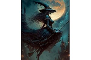 Arttoplus Halloween Paint by Numbers Kit for Adults-Witch Adult Paint by Number Kits on Canvas,Halloween Paint by Number Adult for Gift Home Wall Decor(16x20inch)