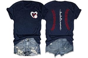 GAQEUWR Baseball Shirt for Women, Funny Heart Graphic Short Sleeve O-Neck Shirt, Baseball Mom T Shirt, Game Day Shirt