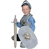Fun Express Knight Costume Kids Boys - Complete Medieval Armor Play Set with Helmet, Chest Piece, Shield & Toy Sword | Plastic Knight Accessories for Halloween, Dress-Up & Role-Playing Ages 3-12