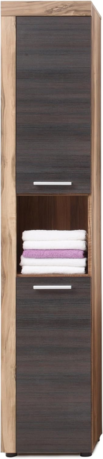 Trendteam Smart Living Badezimme Hochschrank Schrank Cancun Boom 36x184x31 Cm In Nussbaum Satin Nb Mit Offenem Fach Amazon De Kuche Haushalt