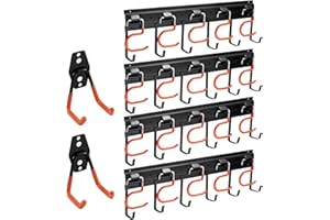 68"" All Metal Garage Garden Tool Organizers, Wall Mount Broom Mop Holder Hanger with Small U Hooks for Bike, Ladder, Bicycle