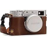 MegaGear MG1895 Ever Ready Genuine Leather Camera Half Case Compatible with Fujifilm X100V - Brown