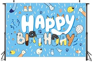 NF ORANGE 5x3 FT Blue Dog Birthday Party Background Decoration Photography Vinyl Photo Blue Dog Birthday Background Decoration