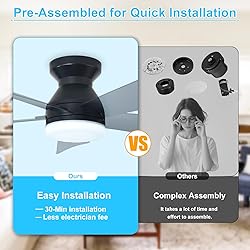 Depuley Modern Ceiling Fan with Light: 35-Inch