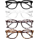 AQWANO Computer Reading Glasses Blue Light Blocking -4 Pack Round Frames Anti Blue Ray Reduce Eyestrain Readers Glasses Men/Women, 1.75