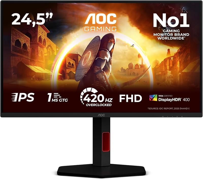 Gaming Monitor 25G4KUR 25 pollici 1920x1080, FHD, 420Hz, Fast IPS Panel, 0.5ms GtG, USB Hub Height Adjustment, (HDMI2x 2.0 DP 1x 1.4) HDR400, G-Sync Compatible, Nero