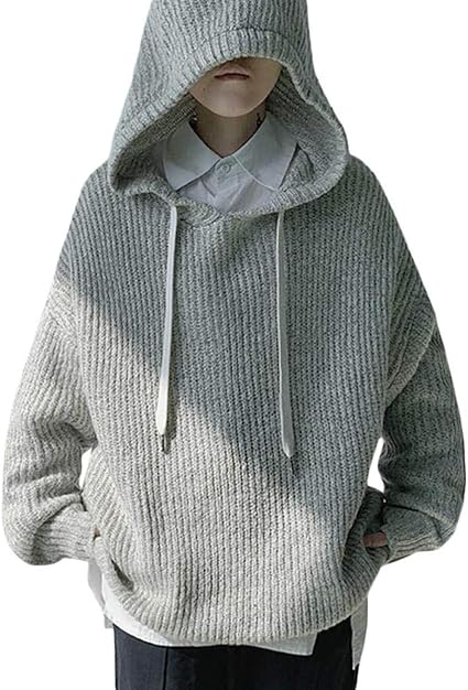 Amazon Shuming パーカー メンズ ニット セーター フード付き 厚手 ゆったり プルオーバー 暖かい カジュアルニットパーカー ストリート系 無地 冬 セーター 通販