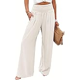 ANRABESS Women Palazzo Pants Summer Flowy Wide Leg High Waist Lounge Trousers with Pockets 2026 Casual Beach Vacation Outfits