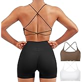 SUUKSESS Women 2 Piece Open Back Sports Bra Pack Strappy Workout Gym Yoga Crops