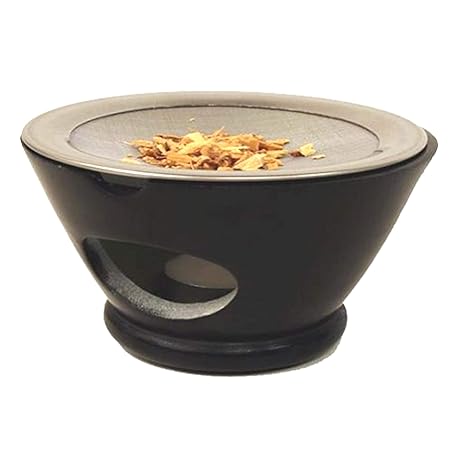 Incenseburner maroque Speckstein schwarz Sieb +
