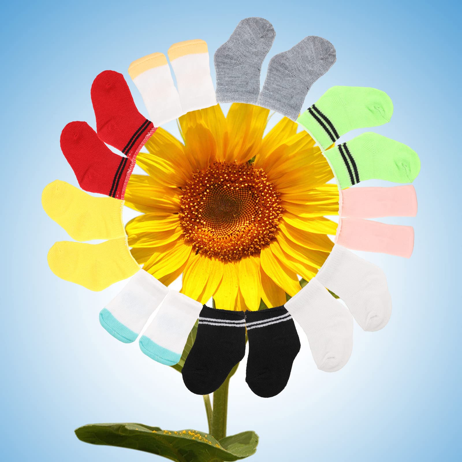 Miunana 5 Pairs Doll Socks for 18 Inch Girl Doll - Includes Striped, Two-Tone, and Solid Color Socks in 9 Colors