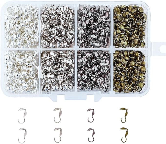 Fold Over Crimp Bead 24K Gold Plated Single Loop Bead Tip Clamshells