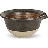 Linkidea Inside Rough Ceramic Texture Shaving Bowl, Shaving Soap Lather Cup for Men, Beard Wet Razor Shave Cream Bowl (Black)