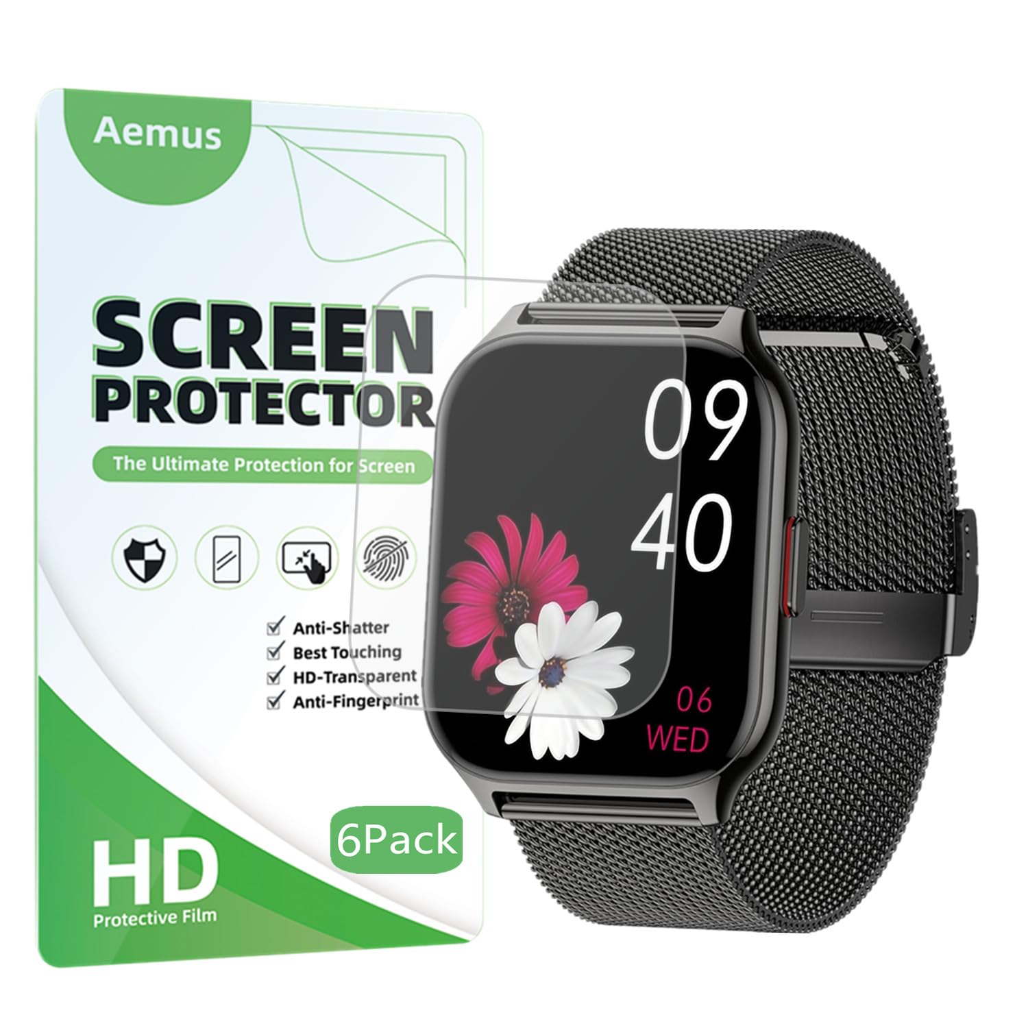 Photo 1 of Aemus Screen Protector Compatible for ZOSKVEE P95 Smart Watch (6 Pack) Full Coverage Clear TPU Soft Film Compatible for Kimeag, Popglory 2.01" Fitness Watch