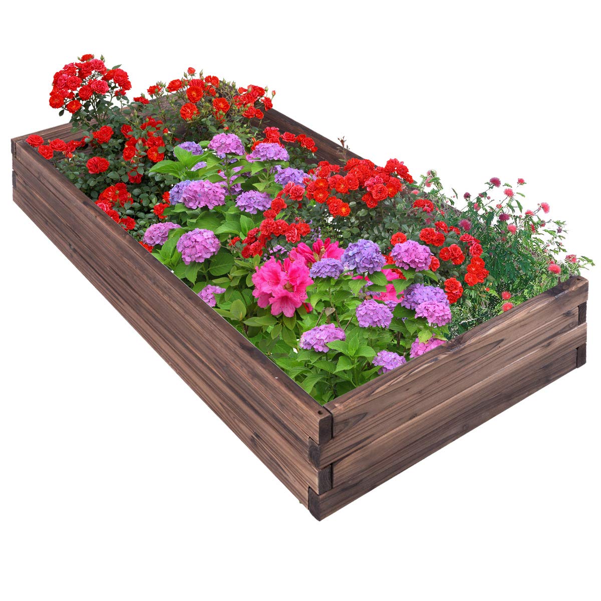 Amazoncom Giantex Raised Garden Bed Wood Outdoor Patio Vegetable