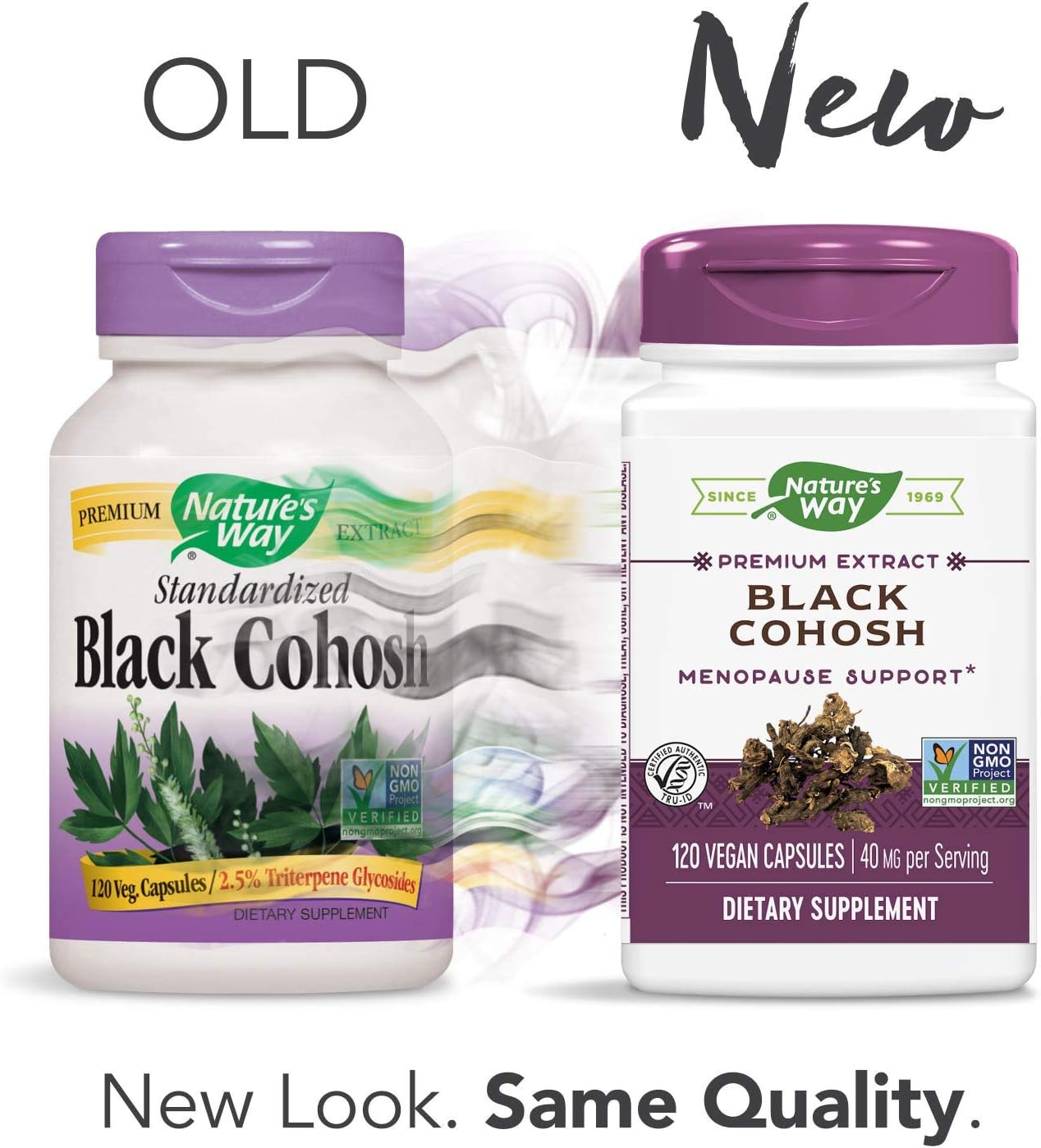 Nature's Way Standardized Black Cohosh, 2.5% Triterpene Glycosides per serving, 40 mg per serving, Non-GMO Project Verified, Gluten Free, Vegetarian, 120 Capsules: Health & Personal Care