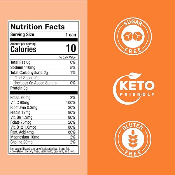 ZOA ZERO SUGAR ENERGY DRINKS – WILD ORANGE | HEALTHY ENERGY FORMULA WITH NATURAL CAFFEINE, DAILY VITAMIN C, ESSENTIAL B-VITAMINS | GLUTEN-FREE, KETO FRIENDLY | 12 OUNCE CANS (PACK OF 12)