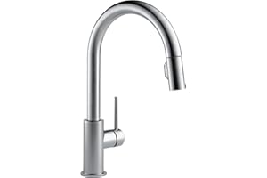 Delta Faucet Trinsic Brushed Nickel Kitchen Faucet, Kitchen Faucets with Pull Down Sprayer, Kitchen Sink Faucet, Faucet for Kitchen Sink with Magnetic Docking Spray Head, Arctic Stainless 9159-AR-DST