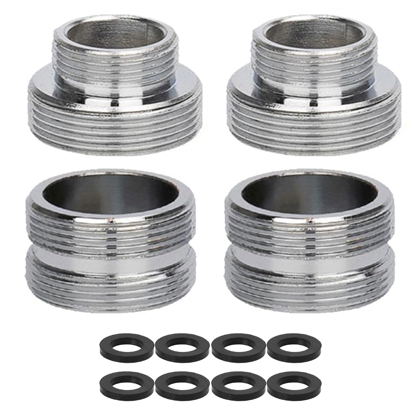 Yuiturt 4 Pcs Faucet Adapter Kit, 16mm to 22mm Male Thread and M22 - M22 Brass Tap Aerator Connector with Gasket, Tap Aerator Faucet Adapter Set Faucet Connector for Kitchen Garden Bathroom Sink Hose