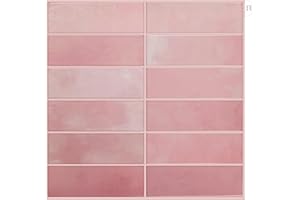 AOFEGRLT 10-Pack Pink Peel and Stick Backsplash Tiles for Kitchen, 12" Self-Adhesive Waterproof Vinyl Bathroom Wall Tile