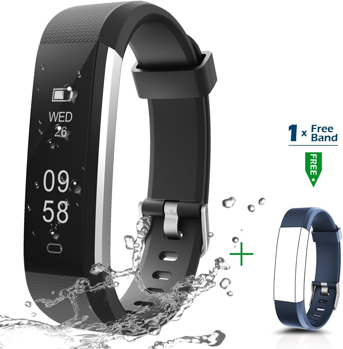 CHEREEKI Fitness Tracker, Activity Tracker IP67 Waterproof with Replaceable Strap, Smart Sports Watch Wristband Slim Bracelet Compatible with Android and iOS Smartphones