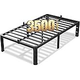 VIPSHOW 14 Inch Twin Size Bed Frame, 3500Lbs Heavy Duty Metal Platform with Round Corner Legs Mattress Slide Stopper, Steel Slat Support No Box Spring Needed, Noise Free, Non-Slip, Easy Assembly
